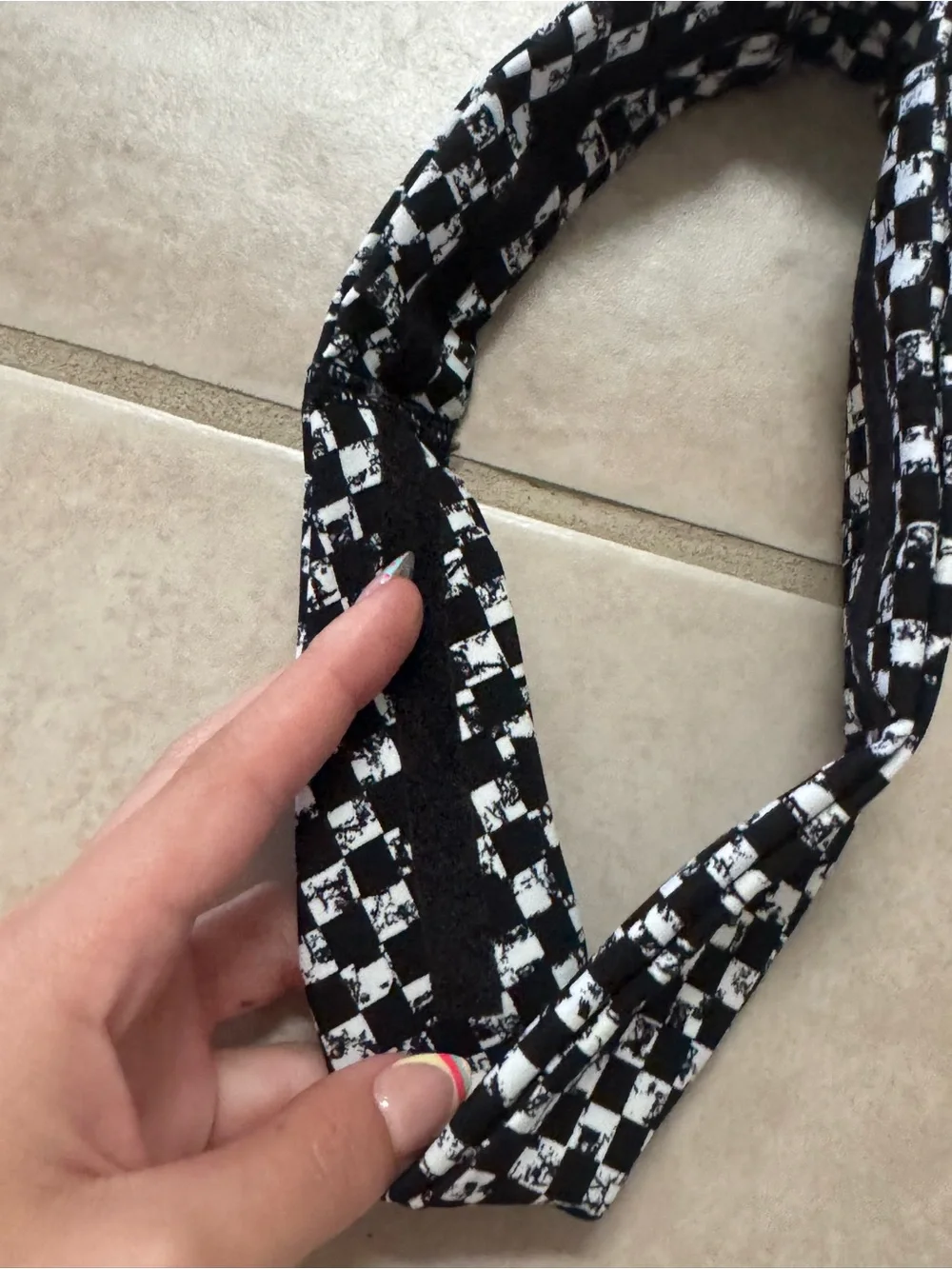 lululemon athletica Black and White Checkerboard Headband for Women